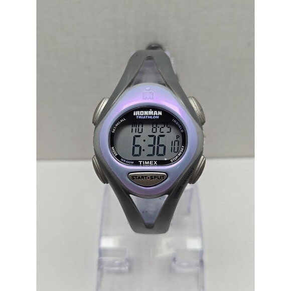 Timex Ironman Triathlon 50 Lap Purple Gray WR 100M Indiglo Watch New Battery - Picture 1 of 11